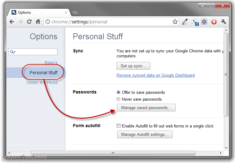 gérer les mots de passe Chrome enregistrés