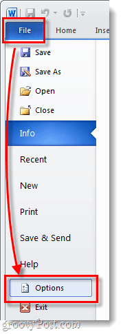 options de fichier Microsoft Office 2010