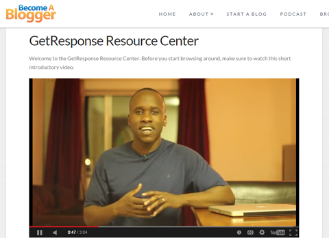 Le centre de ressources GetResponse est un exemple qui offre encore plus de valeur à votre public. 