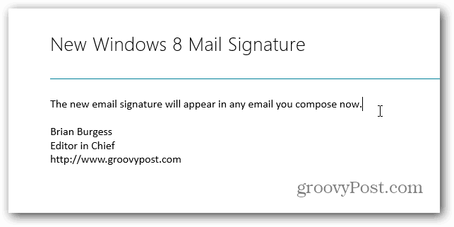 Modifier la signature par défaut dans Windows 8 Mail