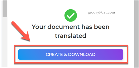 Enregistrement d'un fichier PDF traduit à l'aide de DeftPDF