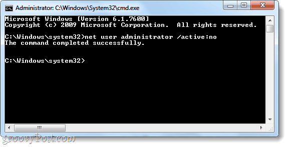commande net user pour désactiver le compte administrateur Windows 7
