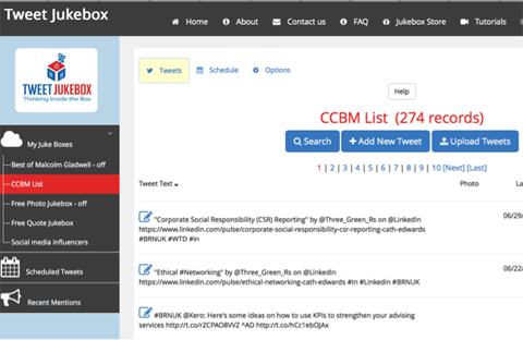 tableau de bord tweet jukebox