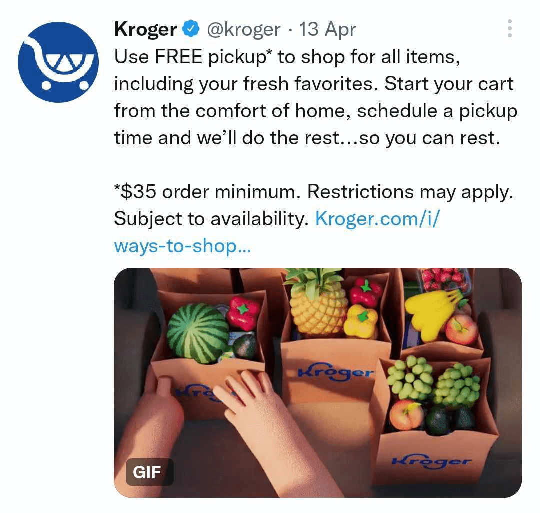image du tweet de Kroger avec GIF