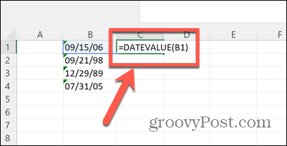 formule date-valeur excel