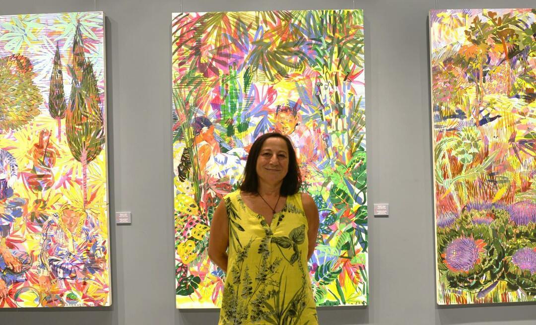 L'exposition de peintures « Jardins secrets » de Zeliha Akçaoğlu se trouve à la galerie d'art Ziraat Bank Çukurambar
