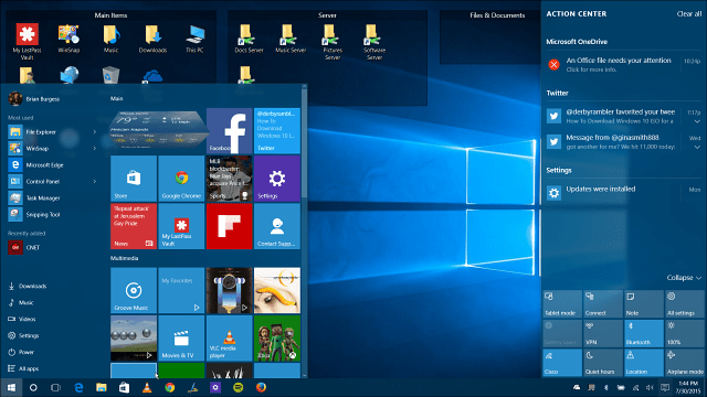 Mise à niveau de Windows 10