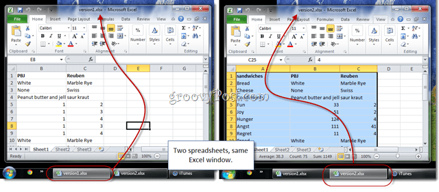 deux feuilles de calcul Excel même fenêtre