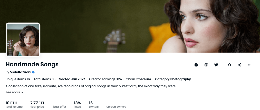 Musique et NFT: la stratégie de lancement de Violetta Zironi: examinatrice des médias sociaux
