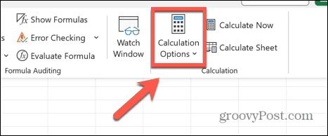 options de calcul excel