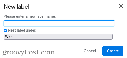 Créer une étiquette imbriquée dans Gmail