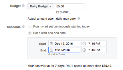 Établissez un budget pour votre publicité Facebook.