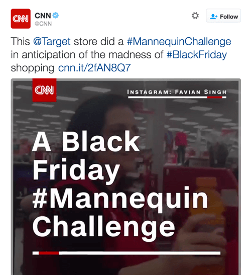 CNN a partagé la vidéo de Target, qui a capitalisé sur deux tendances Twitter.