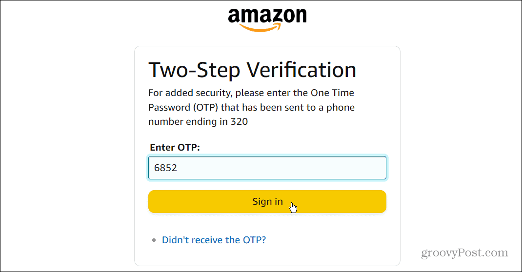 mot de passe à usage unique OTP Amazon