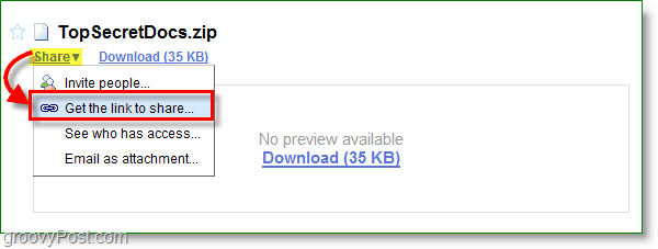 Capture d'écran de Google Docs - partagez votre fichier via un lien