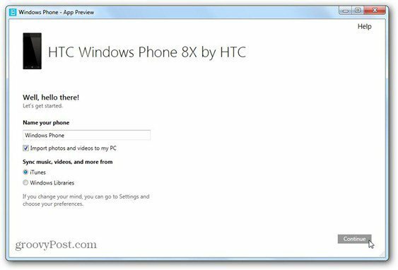 Windows Phone 8 Windows Phone App pour le bureau Premier nom de l'écran Téléphone Décidez quoi synchroniser