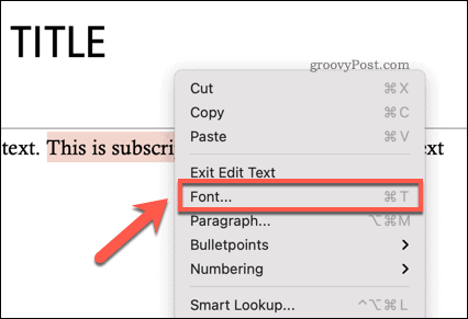 Accéder au menu d'options Polices dans Powerpoint sur Mac