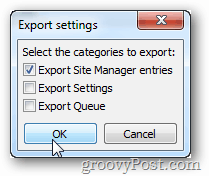 Exporter les entrées de Site Manager