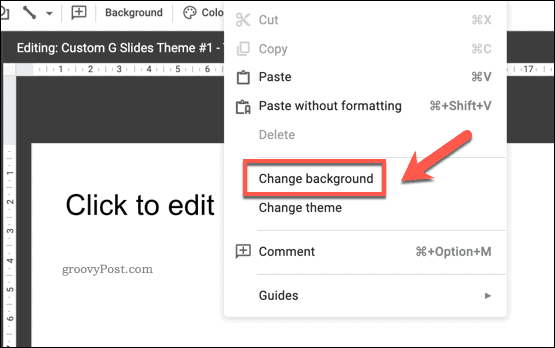 Modifier l'arrière-plan d'une diapositive de modèle Google Slides