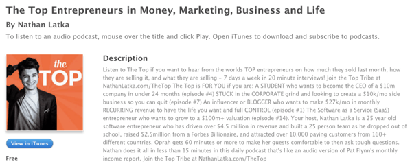 Podcast The Top Entrepreneurs de Nathan Latka sur iTunes.