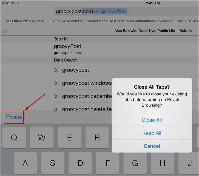 Astuce iOS 7: utilisez la navigation privée de Safari
