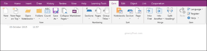 Complément Gem pour OneNote