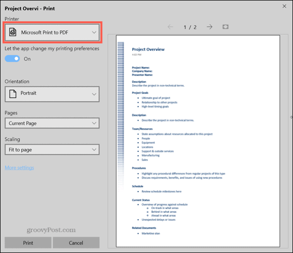 Enregistrer au format PDF OneNote Windows 10