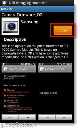 programme d'installation de mise à jour du firmware de l'appareil photo samsung