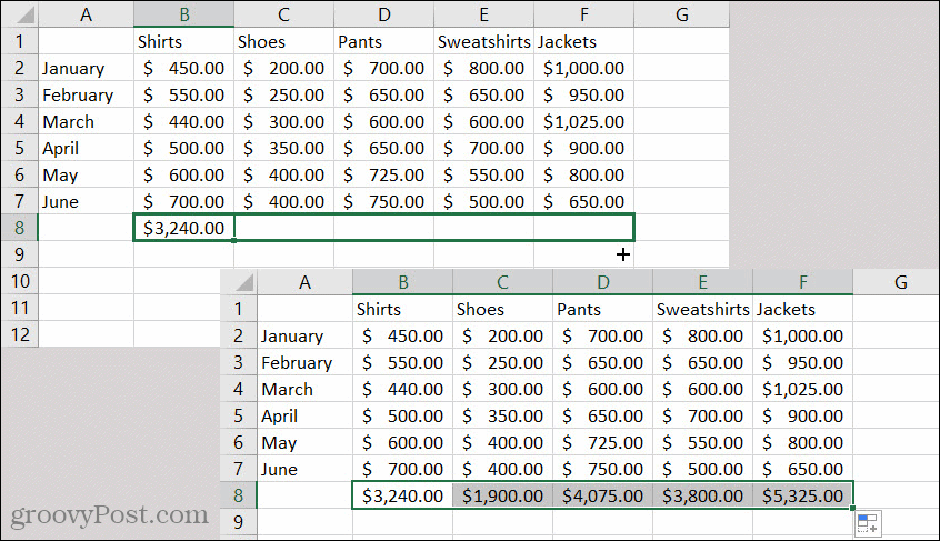 Formule de remplissage automatique Excel