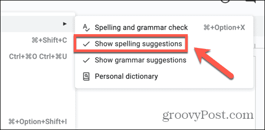 Google Docs affiche des suggestions orthographiques