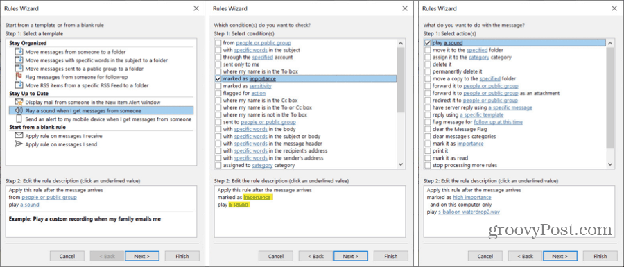 Lire le son pour certains e-mails Outlook Rule