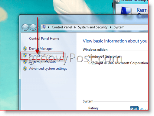 Windows 7 - Ouvrir la configuration des paramètres à distance pour RDP