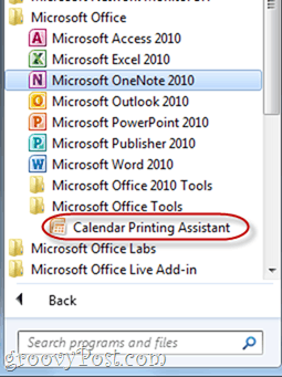 Assistant d'impression de calendrier Outlook 2010