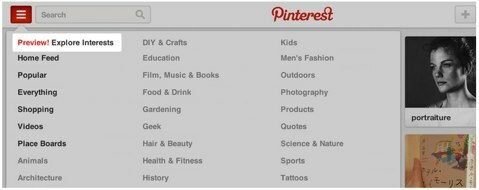 Pinterest explorer les centres d'intérêt