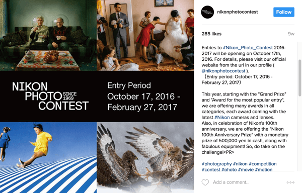 Les utilisateurs d'Instagram marquent leurs images avec le hashtag de la campagne pour participer au concours photo Nikon.