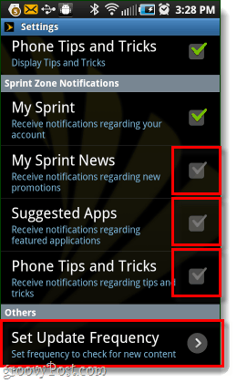 désactiver les notifications de sprint android
