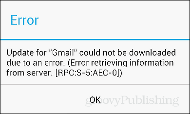 Capture d'écran d'erreur RPC: S-5: AEC-0
