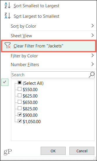 Effacer les filtres dans Excel