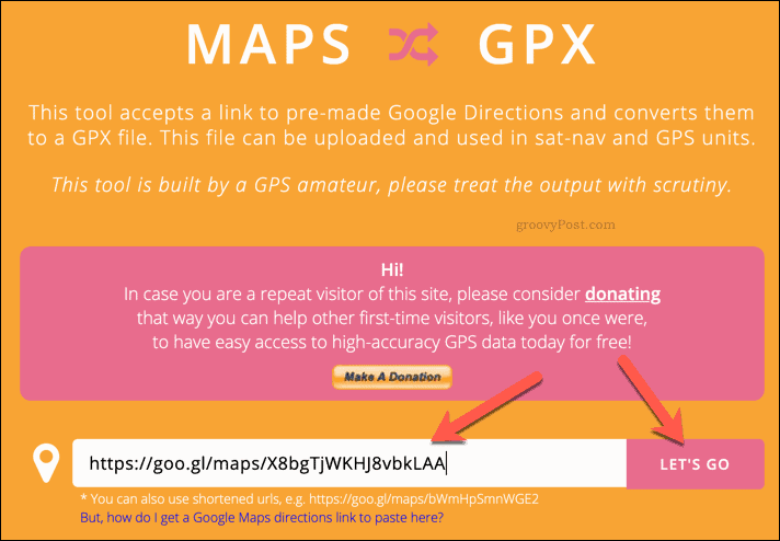 Création d'un fichier GPX à l'aide de MapstoGPX