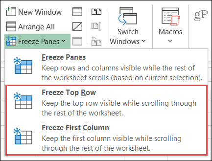 Figer la colonne ou la ligne dans Excel sous Windows