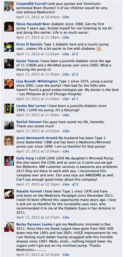 Medtronic Diabète: premières histoires de commentaires sur Facebook