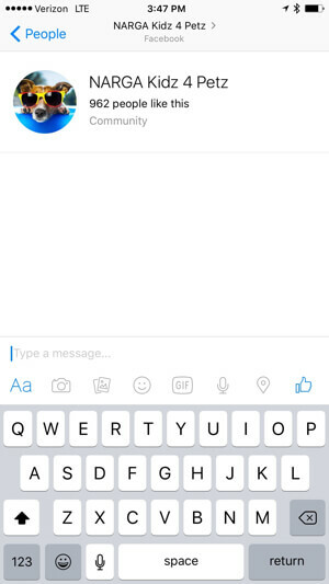 écran de l'application Facebook Messenger