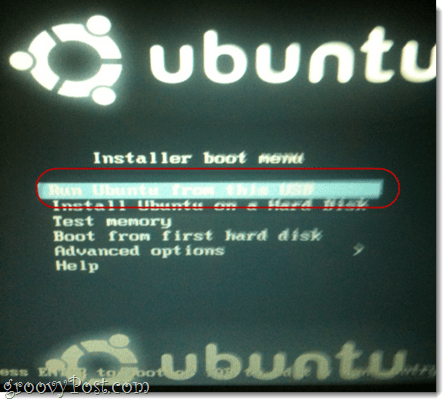 exécuter ubuntu sous cette forme usb