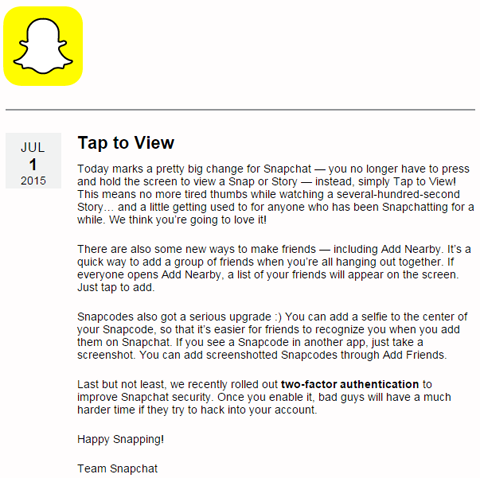 modifications apportées aux commentaires des clients de Snapchat