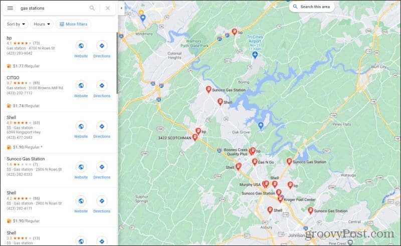 google maps stations-service
