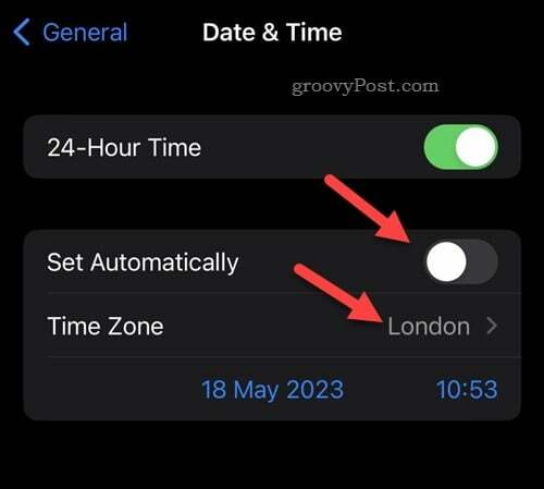 Désactivation du fuseau horaire automatique sur iPhone
