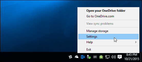 Paramètres OneDrive Windows 10