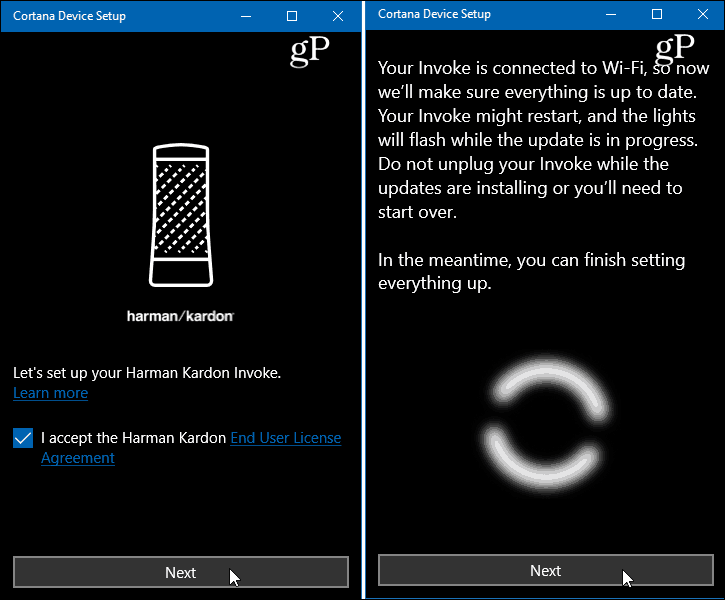 Application de configuration d'appareil Cortana Windows 10