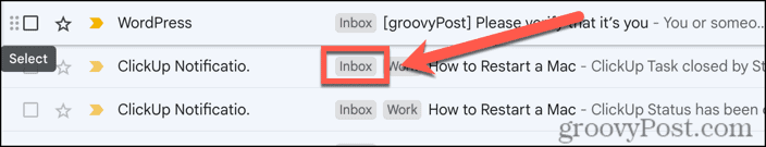 étiquette de la boîte de réception Gmail