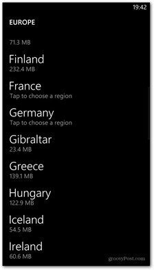 Windows Phone 8 cartographie les pays disponibles